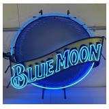 (QQ) Blue Moon 2 Color Neon Sign, Plex Plate,