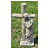 (BC) A Heavy Garden Statuary Comforting Log Cross