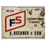 Vintage Embossed FS Seed Metal Advertising Sign