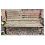 (K) Wood Bench w/ Iron Rails 50W
