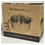 (ZZ) Sedona 7.6QT Casserole W/ Glass Lid. Still
