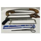 (K) Various Hand Saws, Saw Blades, & Pliers.