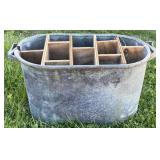 (AC) Aluminum Galvanized Wash Tub w/ Wooden
