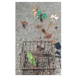 (L) Wire Milk Crate & Copper Stemmed Sun Catchers