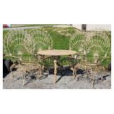 (AB) Wrought Iron Patio Set Table 38.5Dx26H & 4