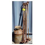(AI) Vtg Metal Milk Can 19.5H & Hole Diggers 6"
