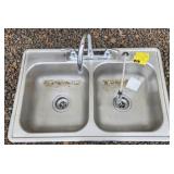 (U) Stainless Steel Double Bowl Sink w/ Faucet