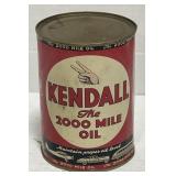 (AC) Vtg. Kendall The 2000 Mile Oil, Oil Can.