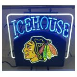 (QQ) Ice House & Blackhawks 2 Color Neon Sign,