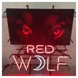 (QQ) Red Wolf 2 Color Pulsating Eyes Neon Sign,