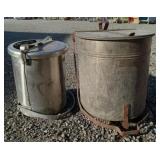 (S) Oily Waste Cans Vintage 16" x 20.5 & 14"x17.5