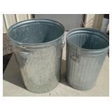 (K) Metal Garbage Cans 32 gal & 20 gal