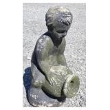 (AJ) Concrete Boy On Jar Statue 20"
