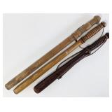 Vtg Wooden Police Batons / Billy Clubs. Longest