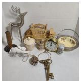 Lot w/ Brass Keys, Metal Deer Decor, Ceramic