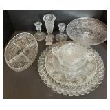 Lot w/ Cut Glass Bowls, Plates, And Candle
