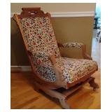 Floral Patterned Wood Frame Rocking Chair, approx