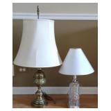 Brass & Glass Table Lamps, Tallest approx 33"