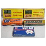 Vtg. Dominoes Sets & Skip-Bro Card Deck