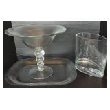 Lot w/ Glass Vase, Tray, & Tall Bowl Decor