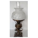 Brass Electric Frosted Glass Oil Lamp 21"