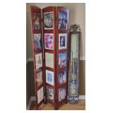 Wooden 3-Pannel Picture Display & Narrow Metal