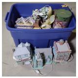 Tote of Easter Porcelain Village Buildings,