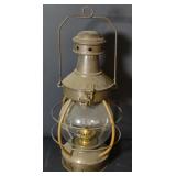 Vtg Brass Onion Cage Outdoor Lantern 18"