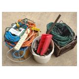 Boxes of Extension Cords & Bucket of Steel Nails,