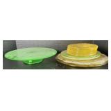 Assorted Depression Glass Plates and Pedestal