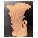 McCoy Pottery Salmon Tone Swan Vase Approx 12in
