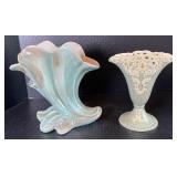 USA Pottery Wave Fluted Vase and Burton and