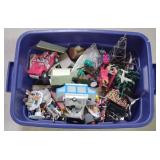 Tote of Ceramic Christmas Decor, Trucks/Trailer,