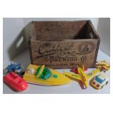 Vtg. Wooden Oshkosh Brewing Co. Crate w/ Boat &