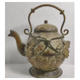 Aluminum Vtg. Style Tea Pot w/ Grape Vines Design