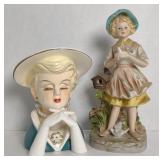 Porcelain Rubens Lady Head Vase & Farmhouse