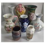 Lot of Ceramic Floral Vases (Longest 10")