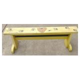 Painted Bee Themed Wood Bench (approx 51" x 16")