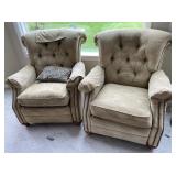 Pair of La-z-Boy Classics Tufted Earth Tone Plant