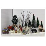 Assorted Christmas Village Accessories Including