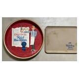 Tin Blue Ribbon Tray And Plastic Holiday Inn