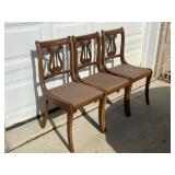 Set of 3 Fabric Lined Wooden Dining Chairs