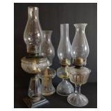 Glass Oil Lamps, Tallest approx 20"