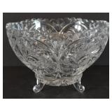 Cut Crystal Footed Bowl, approx 6" x 4"