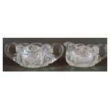 Cut Crystal Creamer & Sugar Bowl (approx 3" x 2")