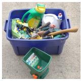 Tote of Gardening Material Including Miracle
