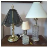 Vtg 20"T Touch Table Lamp & 2 Glass Decor Table