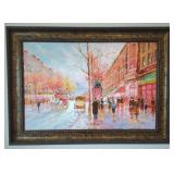 " Autumn Day In The City" Oil On Canvas In Frame