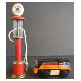 Red Crown Metal Gasoline Pump (approx 7") &
