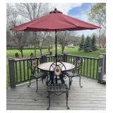 Sun Pattern Mosaic Top Metal Patio Table Set